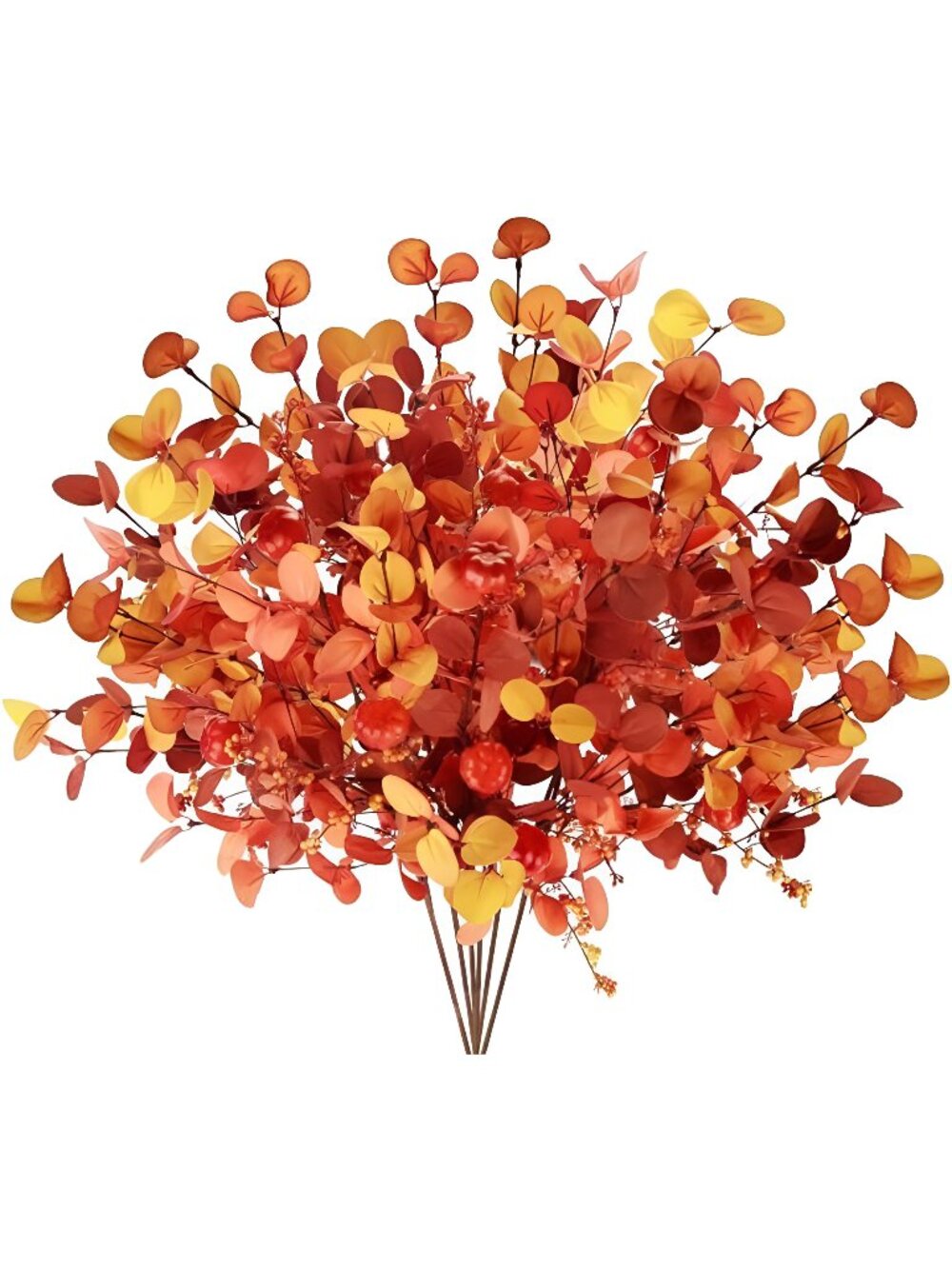 6 Pcs Fall Stems Artificial Pumpkin Berry Stem (Pumpkin Berry and Faux Flower)